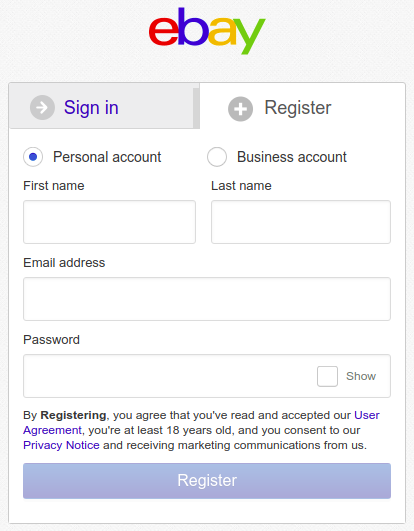 Amazon Registration Form