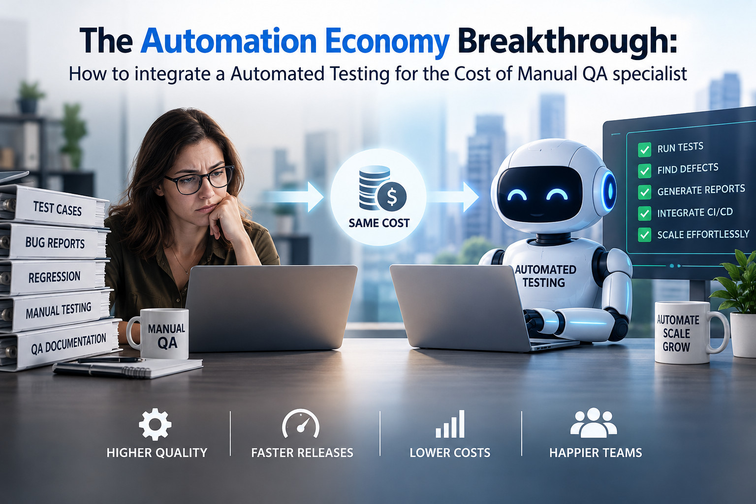 The automation economy breakthrough: How to integrate an automated testing for the cost of manual QA specialist